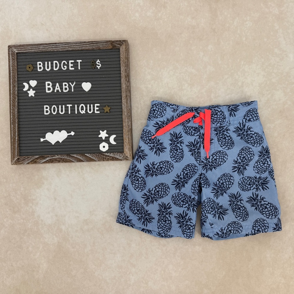 Janie and Jack Blue Pineapple Swim Trunks